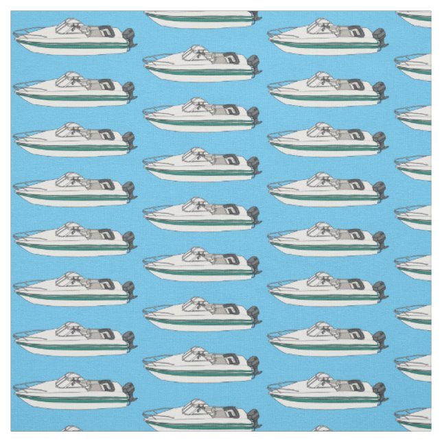 Motorboat cartoon illustration fabric (Swatch)
