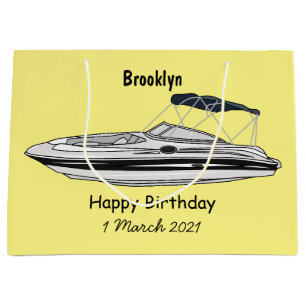 Motorboat cartoon illustration large gift bag