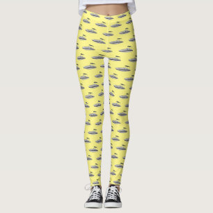 Motorboat cartoon illustration leggings