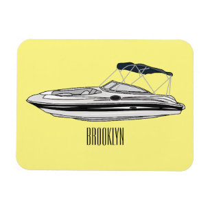 Motorboat cartoon illustration magnet