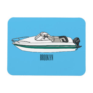Motorboat cartoon illustration magnet