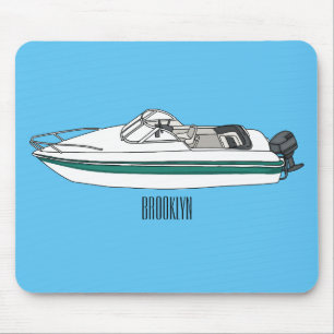 Motorboat cartoon illustration  mouse pad