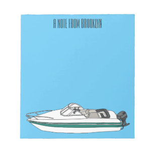 Motorboat cartoon illustration  notepad