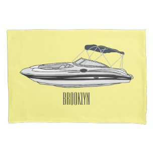 Motorboat cartoon illustration pillowcase