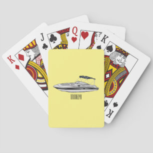 Motorboat cartoon illustration playing cards