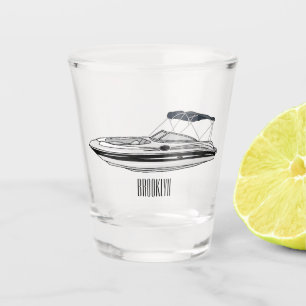 Motorboat cartoon illustration shot glass