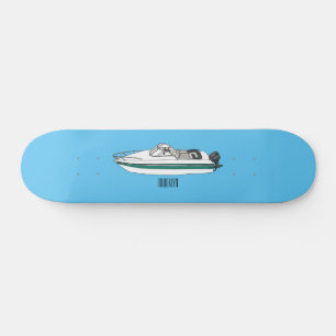 Motorboat cartoon illustration skateboard