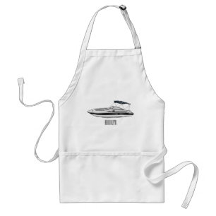 Motorboat cartoon illustration standard apron