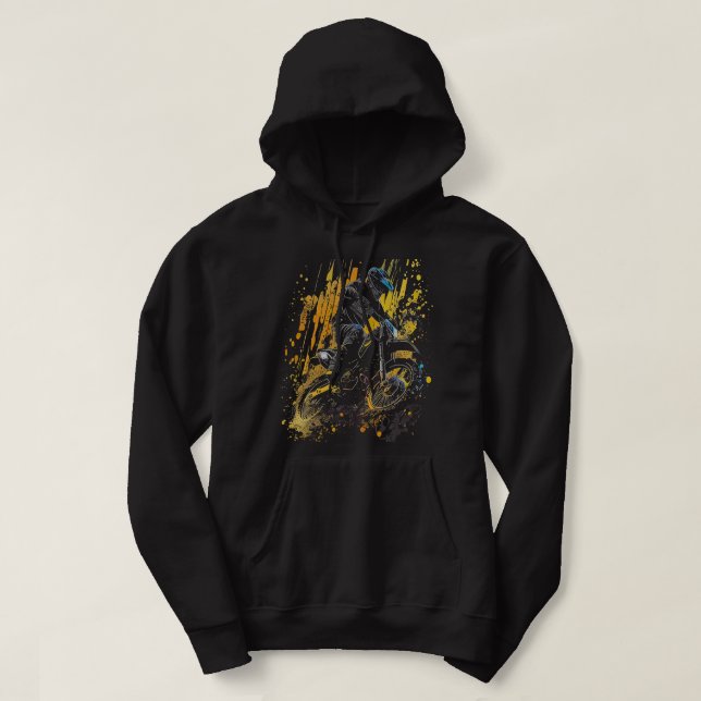 Motorcross Biker Motorcycle Enduro Dirtbike Outdoo Hoodie (Design Front)