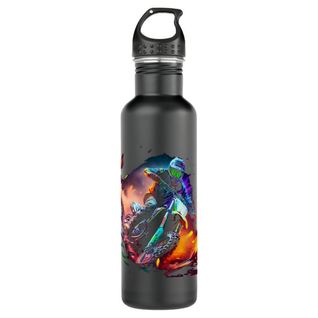 Motorcross Biker Motorcycle Enduro Motorcross Fan  710 Ml Water Bottle (Front)