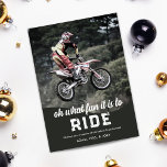 Motorcross Fun to Ride Christmas Photo Holiday Card<br><div class="desc">Capture the thrill of the season with our festive holiday photo card designed for motocross enthusiasts and their families! The front showcases a stunning, full-size photo that perfectly highlights your child’s exhilarating motocross adventures, adorned with the playful pun, “Oh What Fun It Is to RIDE.” Flip the card over to...</div>