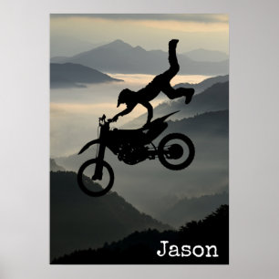 Motorcross Motorcycle Mountains Wall Poster