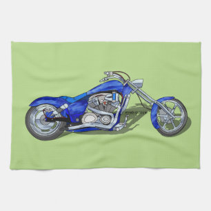 Motorcycle 1 - Blue Tea Towel