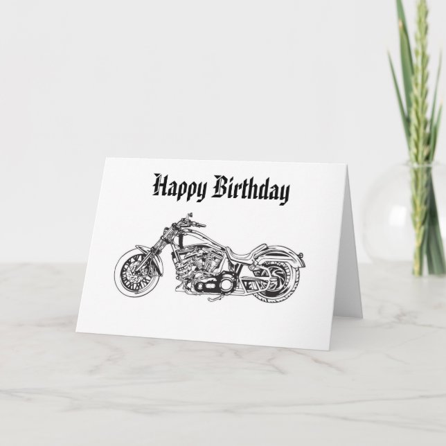 Motorcycle..1, Happy Birthday Card (Front)