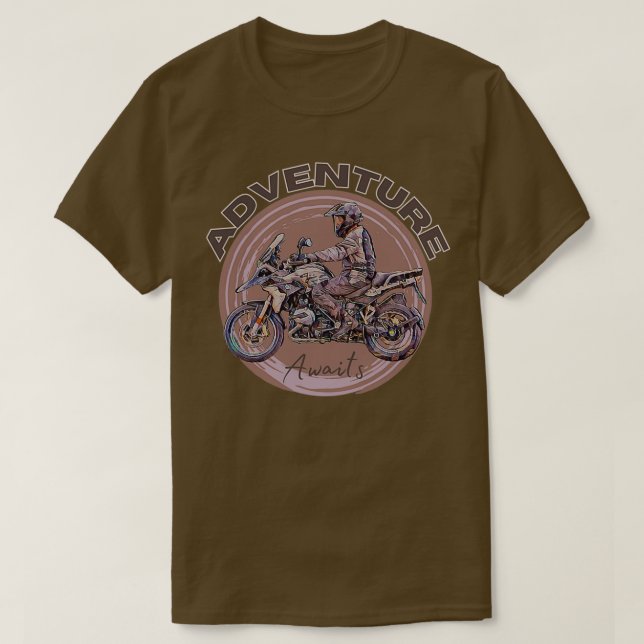 Motorcycle Adventure Awaits  T-Shirt (Design Front)