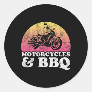 Motorcycle And Byrbecue Motorcycles And Bbq  Classic Round Sticker