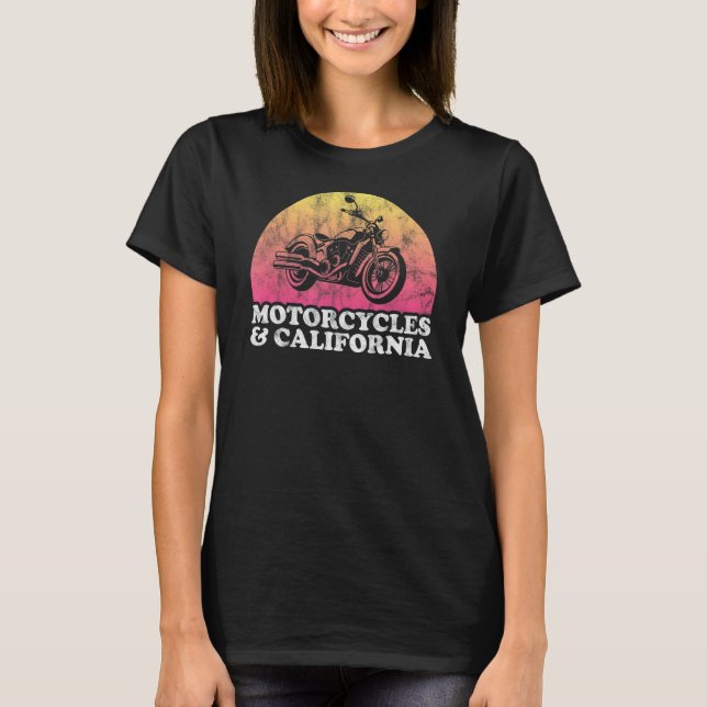 Motorcycle and California Motorcycles T-Shirt (Front)