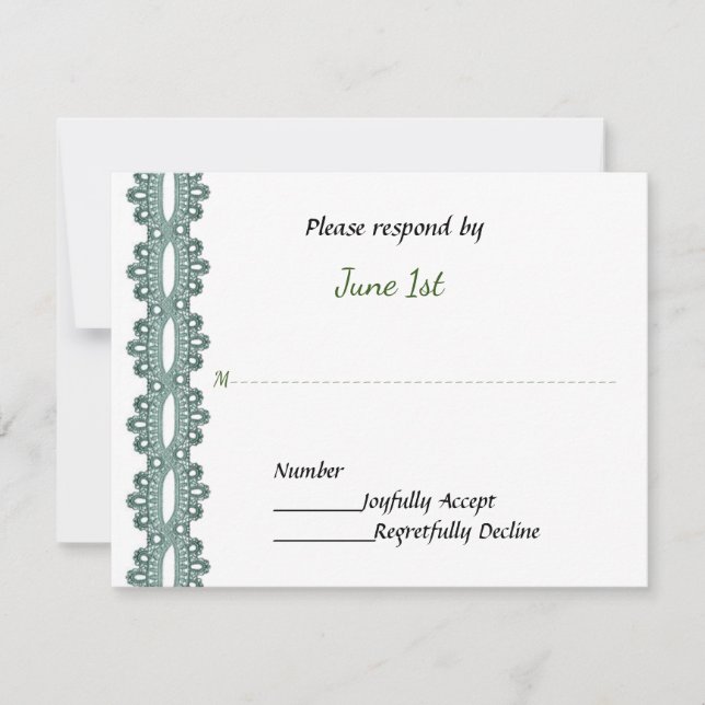 Motorcycle and Lace Elegant Wedding RSVP Card (Front)
