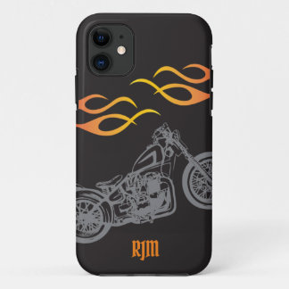 Motorcycle and Orange Biker Flames Case-Mate iPhone Case