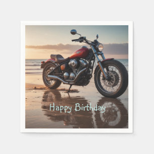 Motorcycle at Sunset Napkin