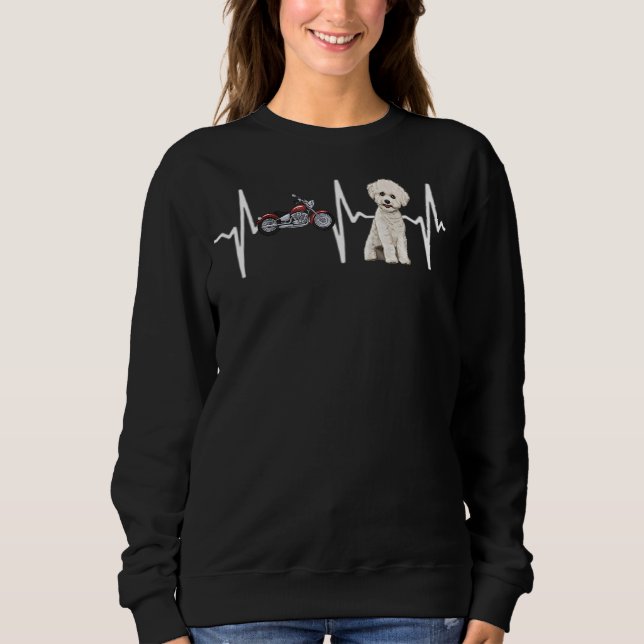 Motorcycle Bichons Frise Heartbeat Dog Sweatshirt (Front)