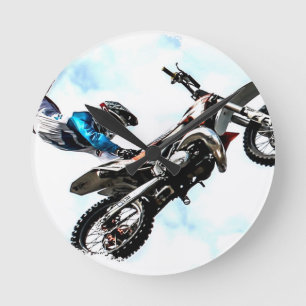motorcycle biker acrobatic sport racing round clock