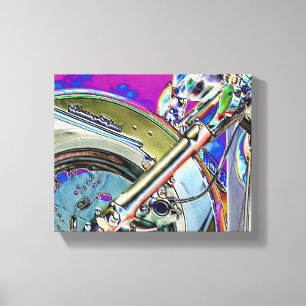 Motorcycle Biker Art Bright Neon Canvas Print