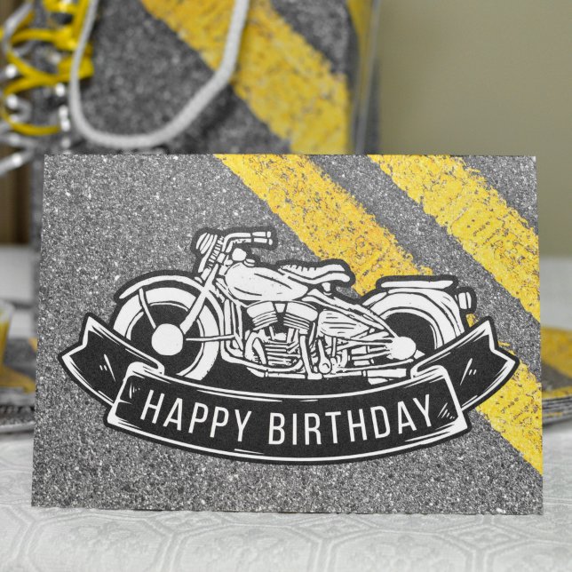 Motorcycle Biker Birthday Party Customised Card (Creator Uploaded)