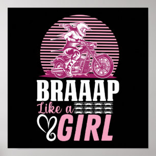 Motorcycle Biker Braap Like A Girl Girlfriend Wife Poster