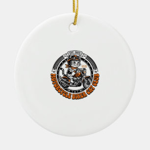 Motorcycle Biker Cat Pet Lover Shirt Art - Motorcy Ceramic Tree Decoration