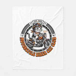 Motorcycle Biker Cat Pet Lover Shirt Art - Motorcy Fleece Blanket