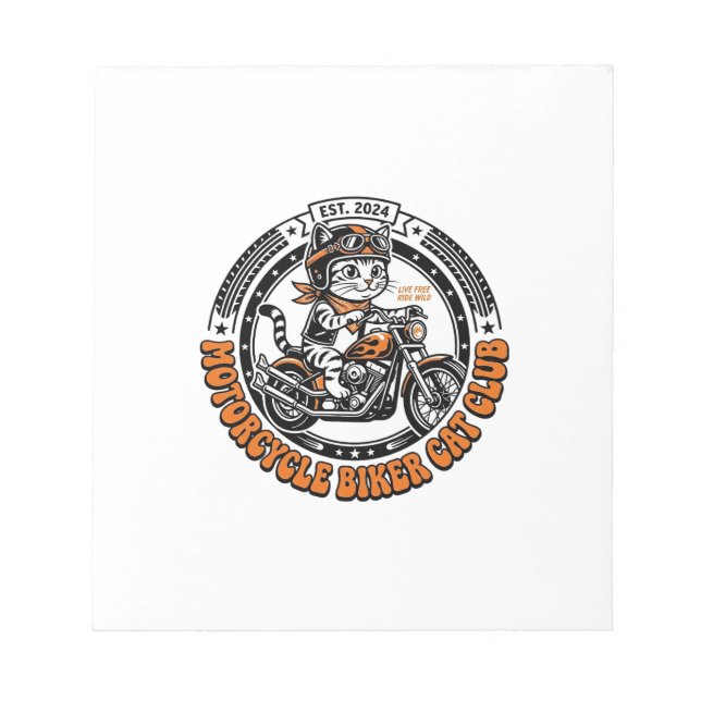 Motorcycle Biker Cat Pet Lover Shirt Art - Motorcy Notepad (Front)