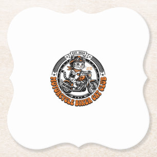Motorcycle Biker Cat Pet Lover Shirt Art - Motorcy Paper Coaster