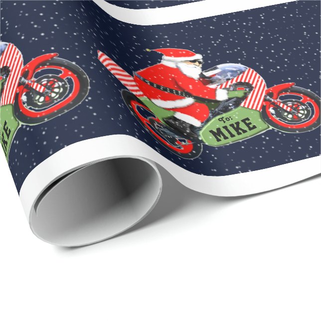Motorcycle Biker Christmas Gift Wrapping Paper (Roll Corner)