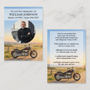 Motorcycle Biker Funeral Prayer Poem Photo Cards
