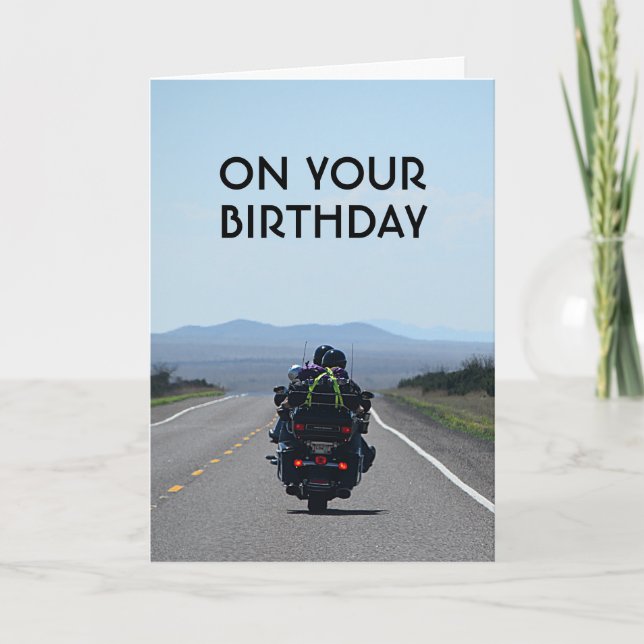 Motorcycle Biker Funny Road Birthday Card (Front)