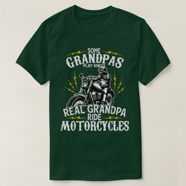 Motorcycle Biker Grandpa Grand Father Motorbike Ri T-Shirt (Design Front)