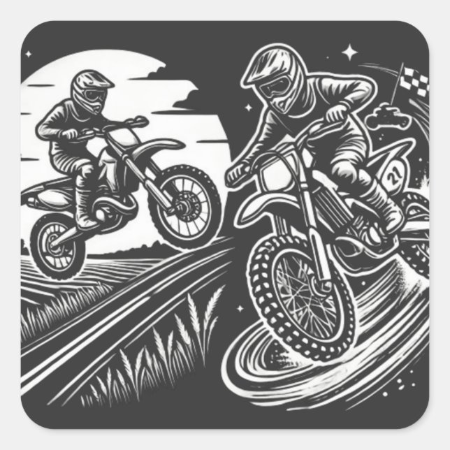 Motorcycle Biker Motocross Adventure Design Square Sticker (Front)