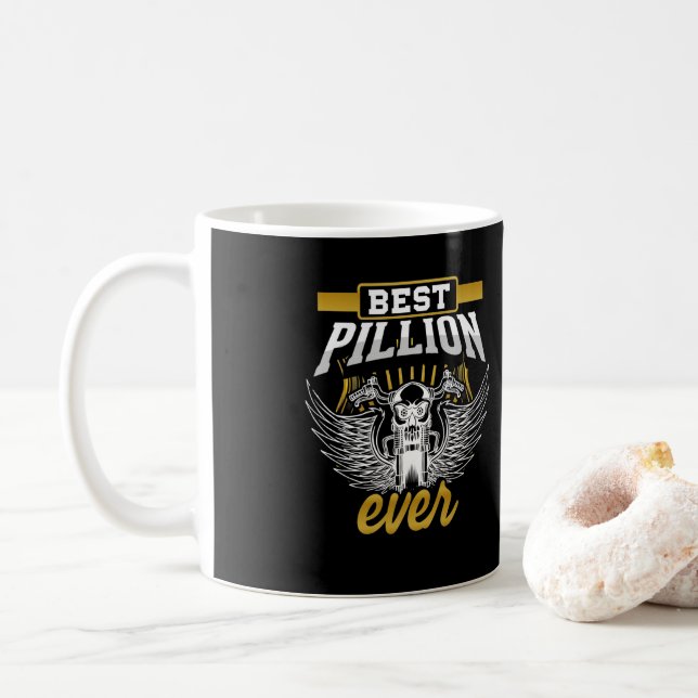 Motorcycle Biker Motorbike Rider Best Pillion Ever Coffee Mug (With Donut)