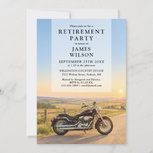 Motorcycle Biker Retirement Party Invitation