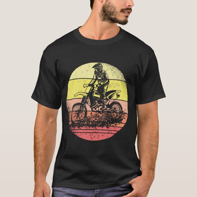 Motorcycle Biker Rider Motorcross Bike Retro T-Shirt (Front)