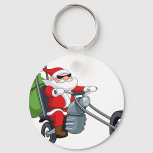 motorcycle biker santa claus key ring