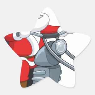 motorcycle biker santa claus star sticker