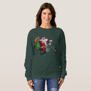 motorcycle biker santa claus womens sweatshirt