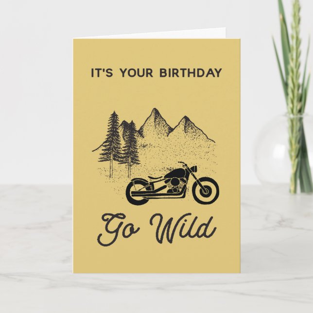 Motorcycle Birthday Go Wild vintage look Card (Front)