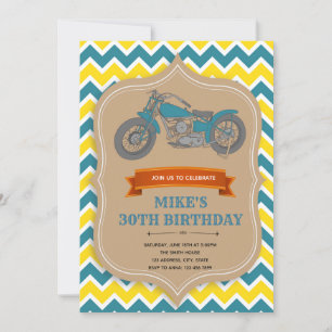 Motorcycle Birthday Invitation card