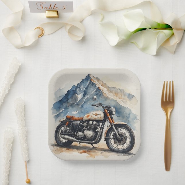 MOTORCYCLE Birthday or Shower  Paper Plate (Wedding)