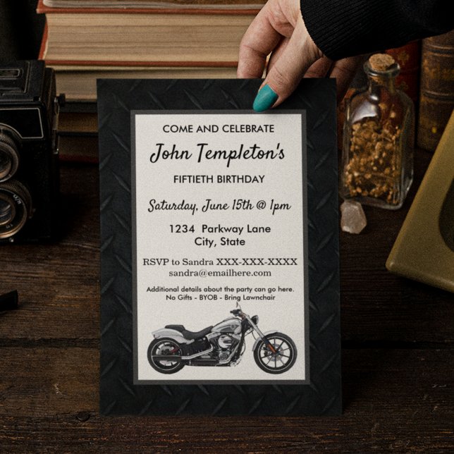 Motorcycle Birthday Party Men's Invitations (Creator Uploaded)