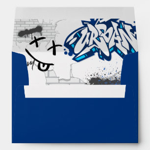Motorcycle blue and grey graffiti envelope