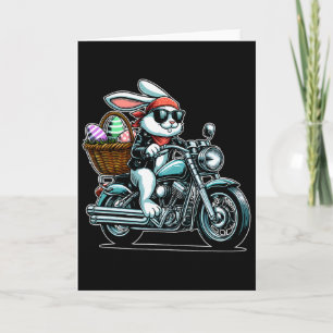Motorcycle Bunny Easter Biker Eggs 1 Card